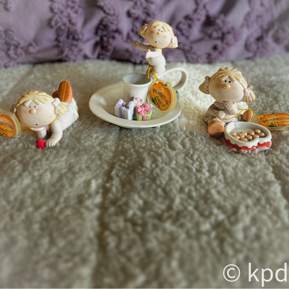 Trio of Vintage 1984 Bumpkins figurines from a private collection